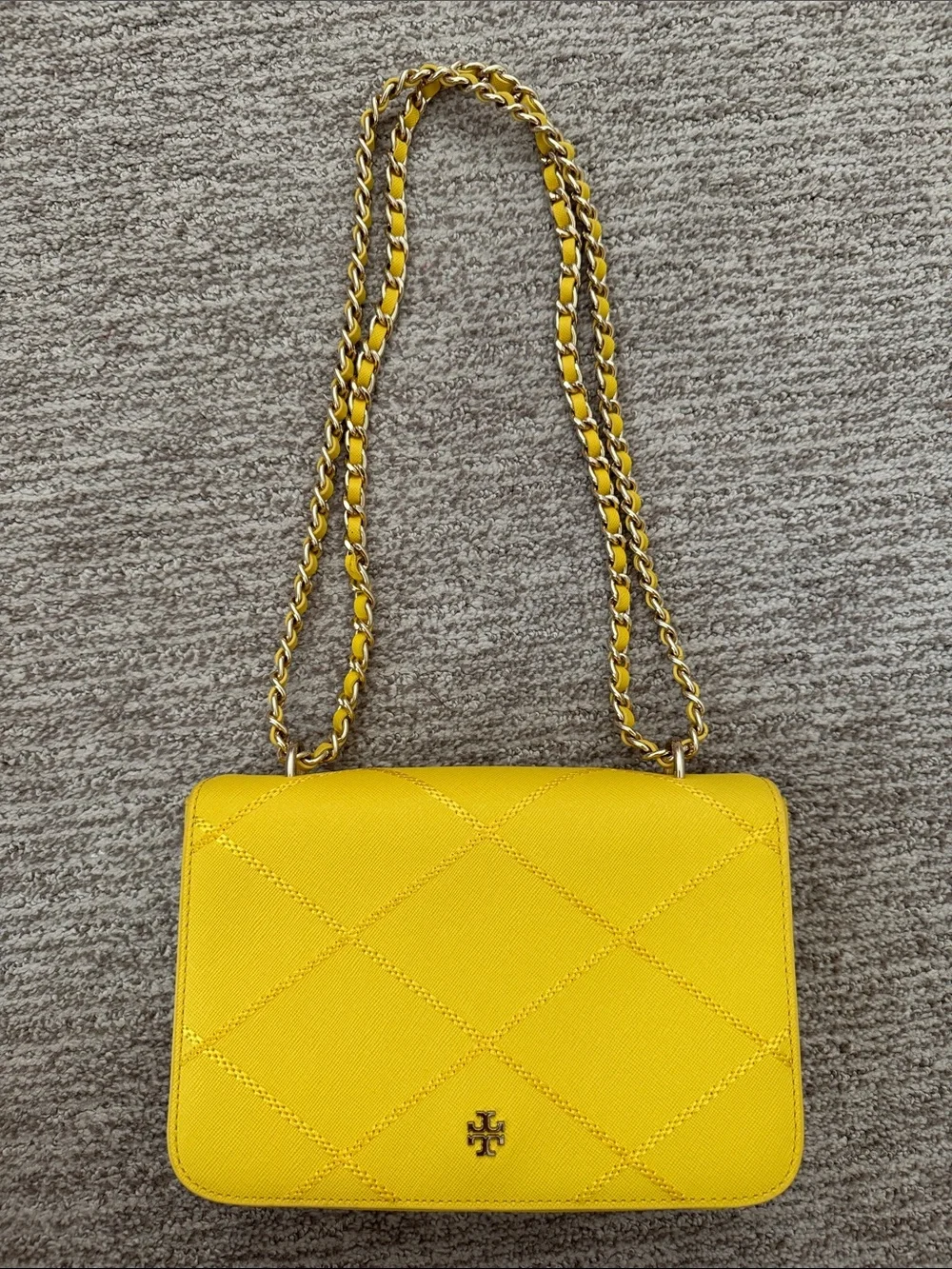 Tory Burch Bright Yellow Quilted Chain Shoulder Bag